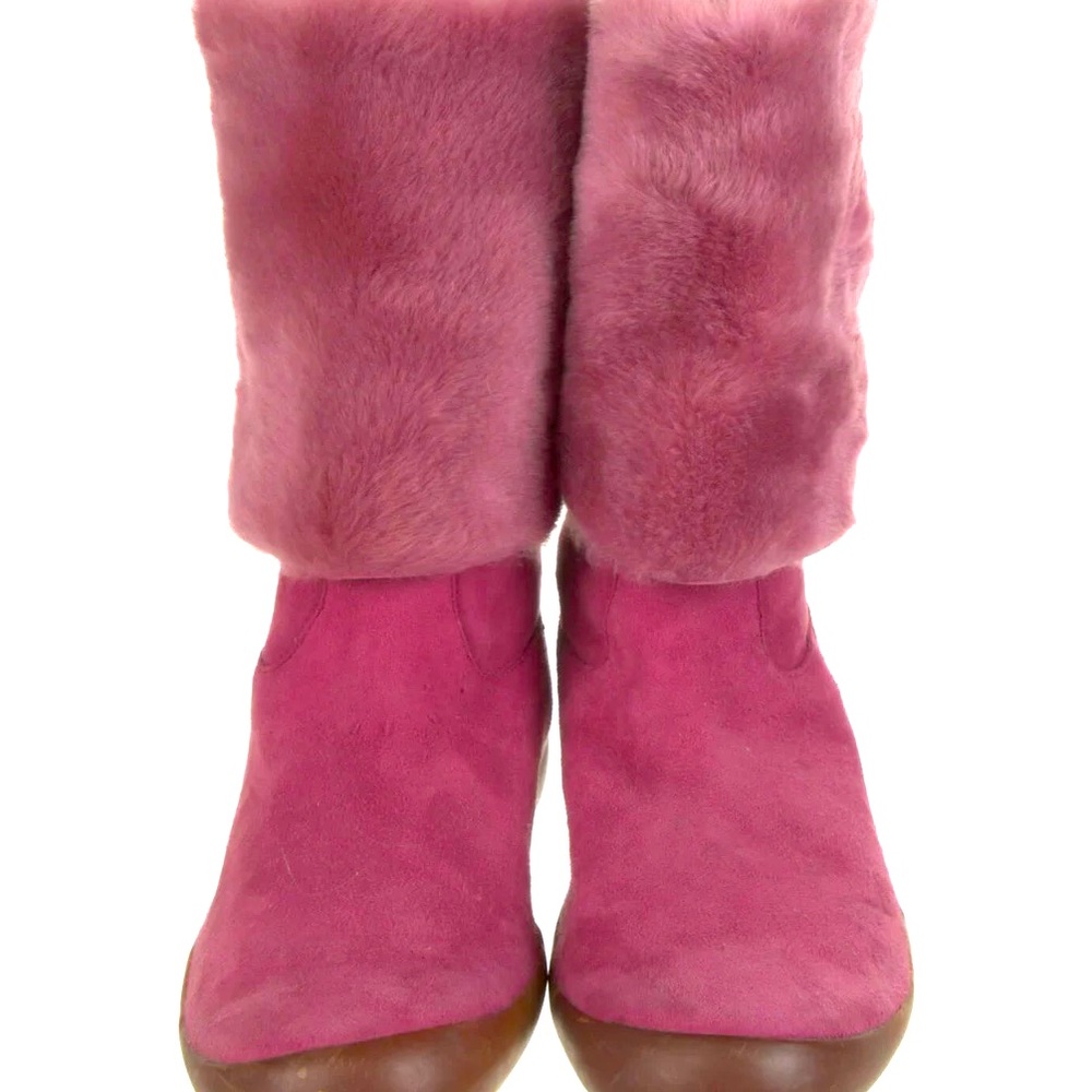 GUCCI Interlocking GG Logo Fur & Suede Riding Winter Boots- wear tall or folded